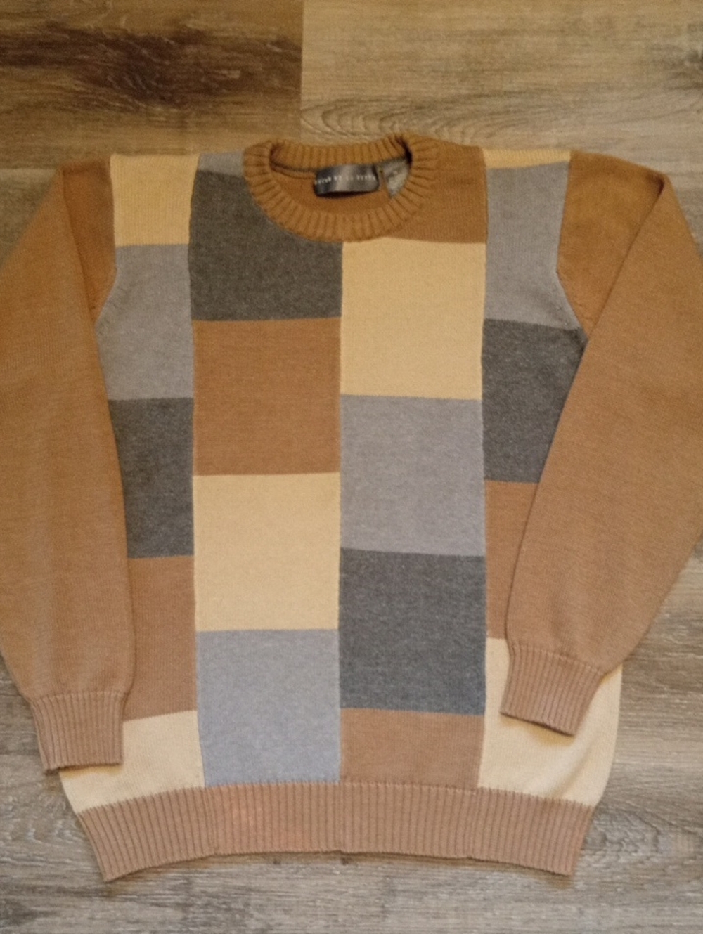 Oscar de la Renta Patchwork Cotton Crewneck Sweater Size Medium